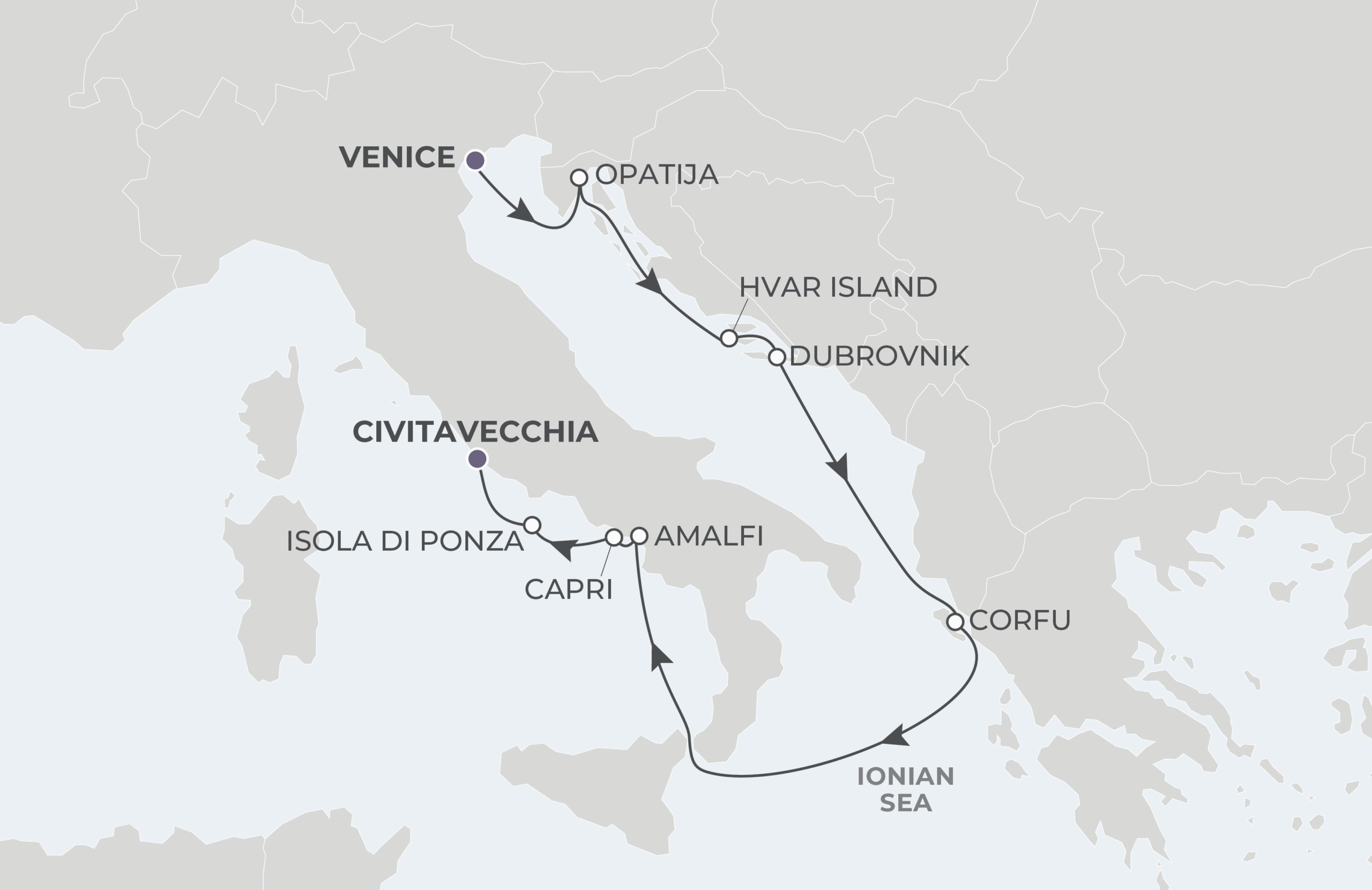 Venice to Rome Itinerary Map