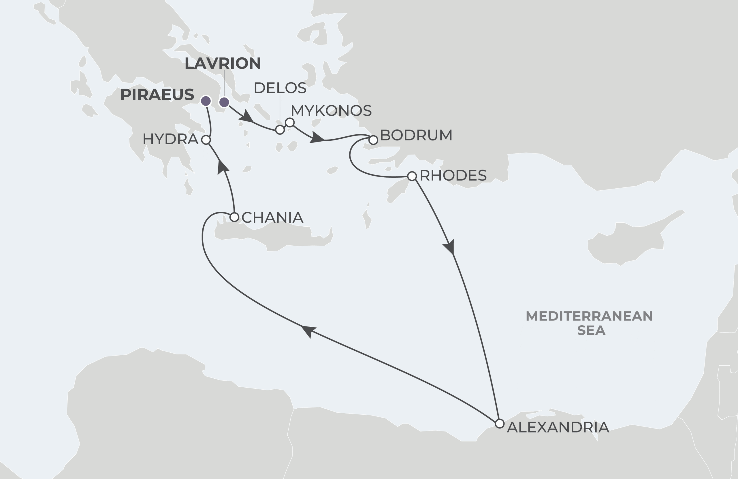 Athens Roundtrip Itinerary Map